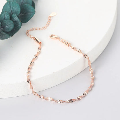 Women's jewelry Twist Bracelet For Women Friends Gifts Rose Gold Color Simple Bangle Hand Chains Kpop jewellery Wholesale KBH064