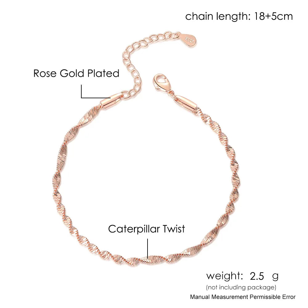 Women's jewelry Twist Bracelet For Women Friends Gifts Rose Gold Color Simple Bangle Hand Chains Kpop jewellery Wholesale KBH064