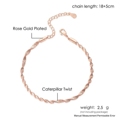 Women's jewelry Twist Bracelet For Women Friends Gifts Rose Gold Color Simple Bangle Hand Chains Kpop jewellery Wholesale KBH064