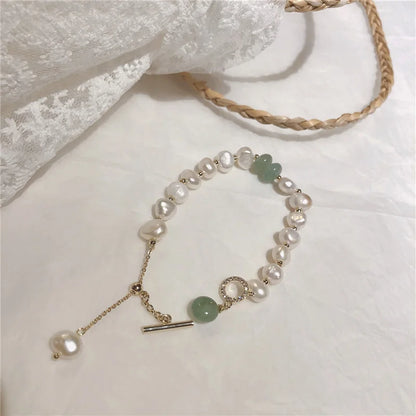 Promotion Jewelry For Women 14K Gold Filled Natural Freshwater Pearl & Jade Stone Ladies Charm Bracelet Gifts No Fade