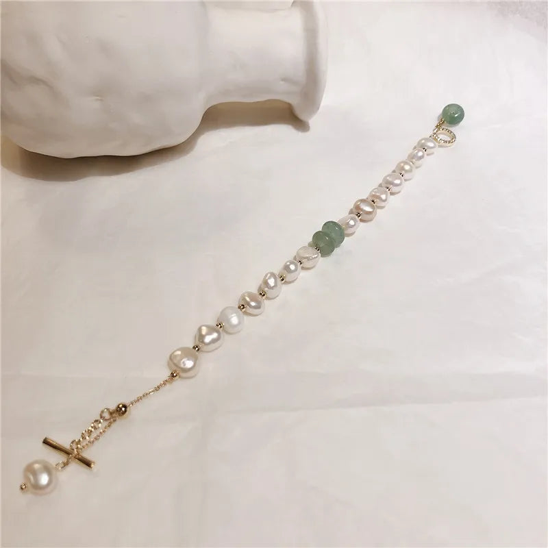 Promotion Jewelry For Women 14K Gold Filled Natural Freshwater Pearl & Jade Stone Ladies Charm Bracelet Gifts No Fade