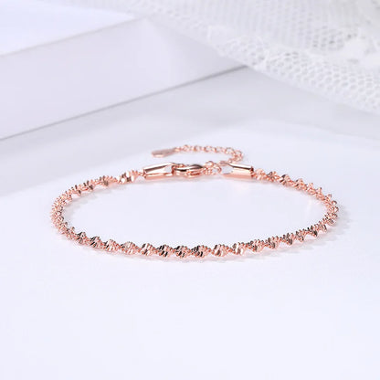 Women's jewelry Twist Bracelet For Women Friends Gifts Rose Gold Color Simple Bangle Hand Chains Kpop jewellery Wholesale KBH064