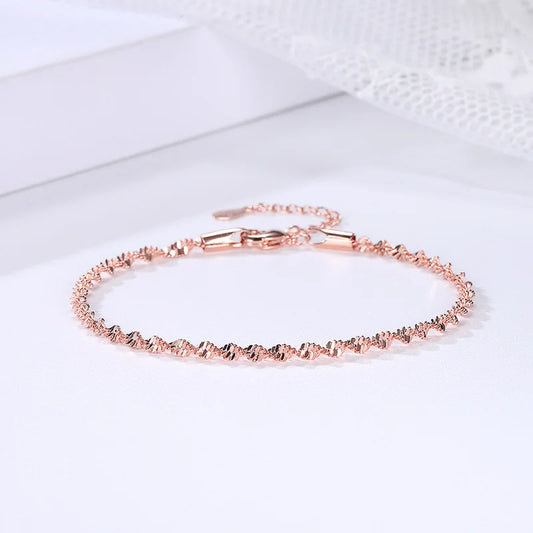Women's jewelry Twist Bracelet For Women Friends Gifts Rose Gold Color Simple Bangle Hand Chains Kpop jewellery Wholesale KBH064