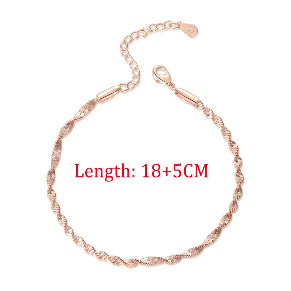 Women's jewelry Twist Bracelet For Women Friends Gifts Rose Gold Color Simple Bangle Hand Chains Kpop jewellery Wholesale KBH064